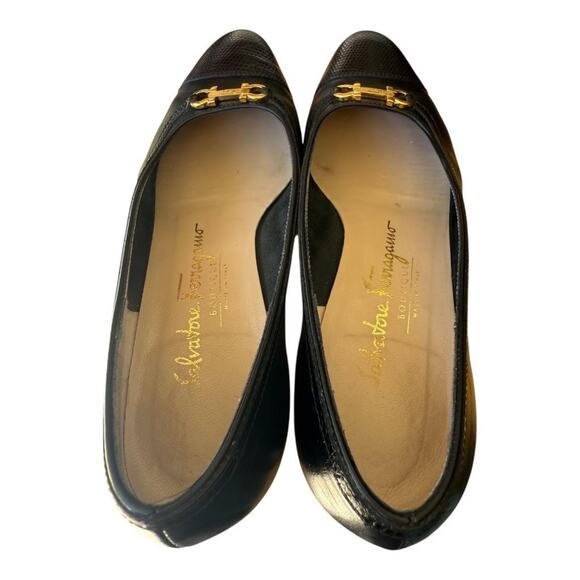 Vintage Salvatore Ferragamo Gancini Heel Lizard Cap Toe Women size 5.5 B - Picture 7 of 10